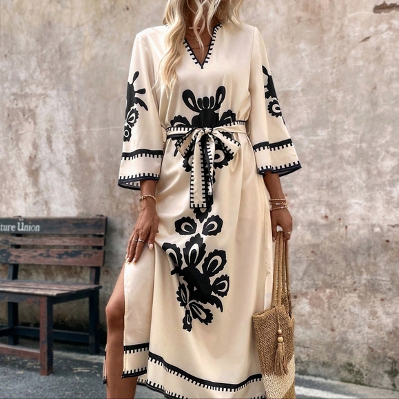 Dresses & Skirts - Summer Casual Printed V-Neck Sleeveless A-Line Dress